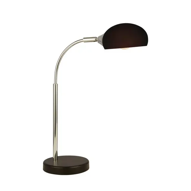 Astro Black and Chrome with Black Glass Table Lamp