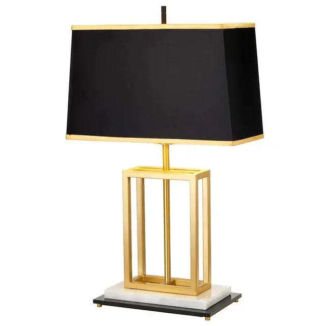 Atlas Brushed Brass with Black Shade Table Lamp