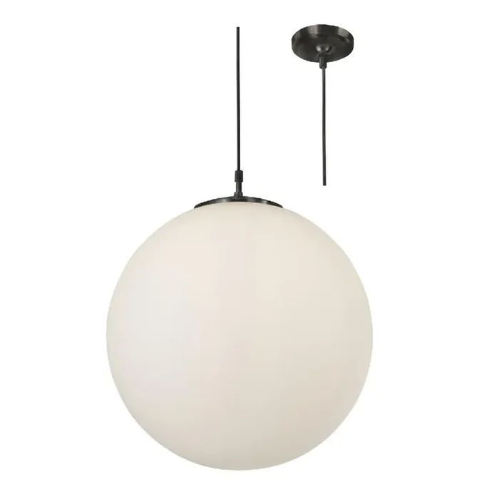 Atom Matt Black Modern Opal Glass Sphere Pendant Light 300mm
