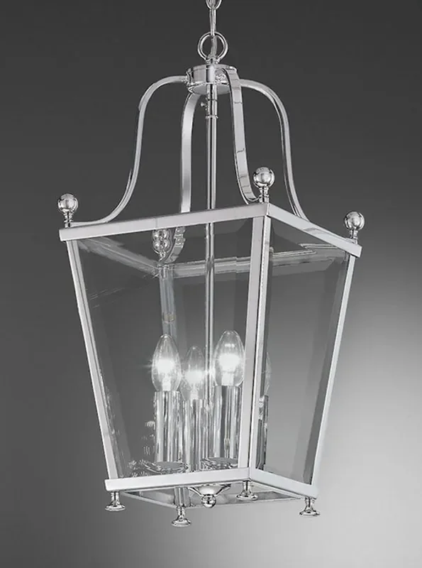 Atrio 4 Light Chrome with Clear Panels Lantern Pendant Light