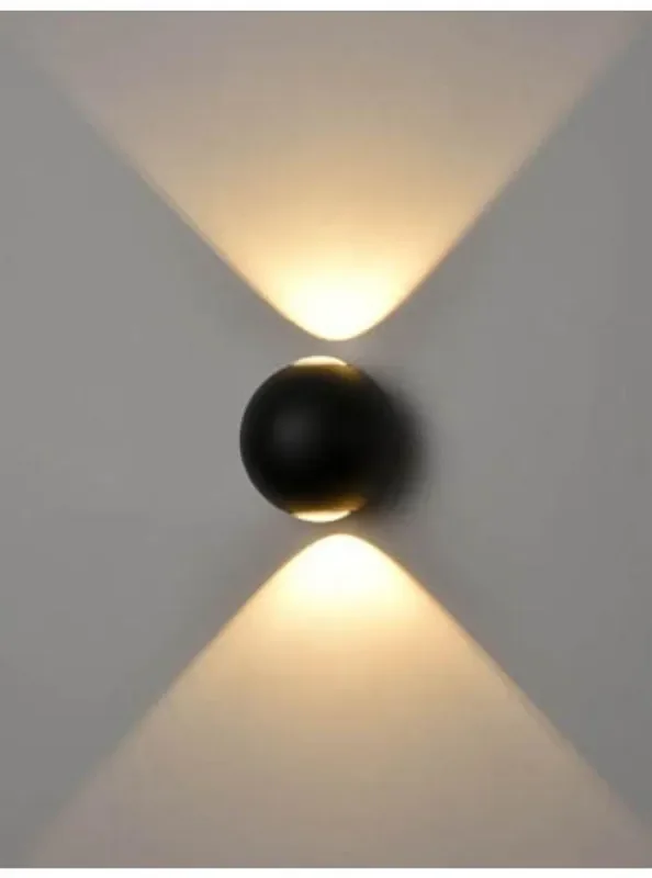 Aura 2 Light Matt Black Round LED IP54 Wall Light