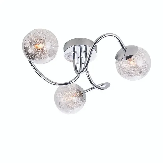 Auria 3 Light Chome with Clear Glass Semi-Flush Ceiling Light