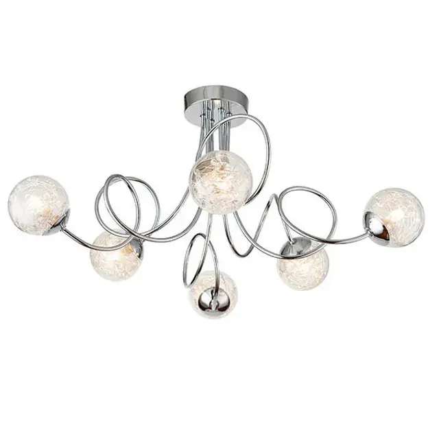 Auria 6 Light Chrome with Clear Glass and Wire Semi-Flush Ceiling Light