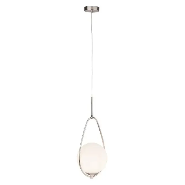 Avalon Satin Silver with Opal Glass Pendant Light