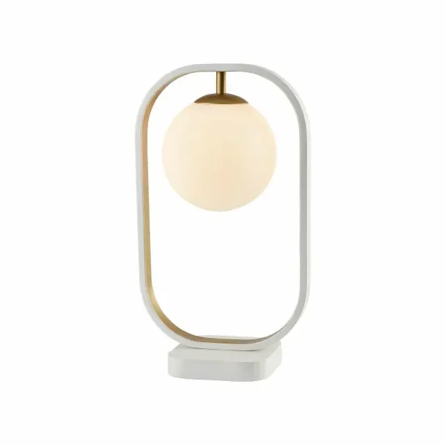 Avola Matt White with Gold and Opal Glass Table Lamp