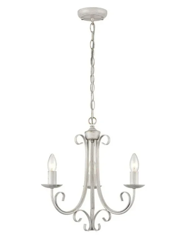 Babylon 3 Light White with Brushed Gold Chandelier