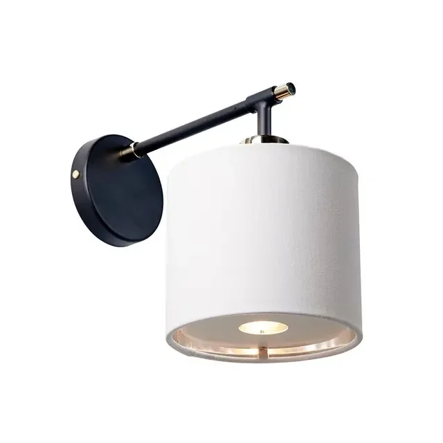 Balance Black and Nickel with White Shade Wall Light