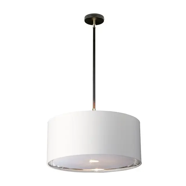 Balance Black and Nickel with White Shaded Pendant Light