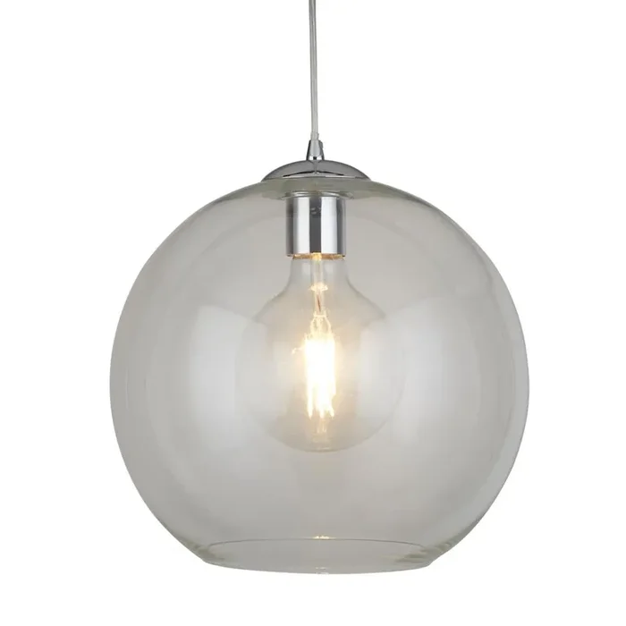 Balls Chrome & Clear Glass Vintage Dome Pendant 30cm