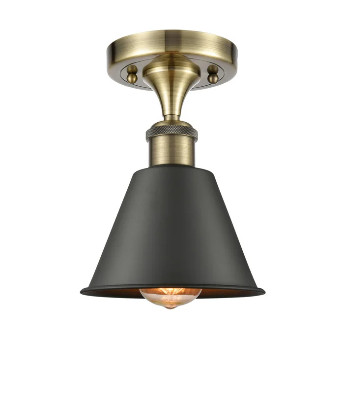 Ballston LED Semi-Flush Mount in Antique Brass (405|516-1C-AB-M8-BK)