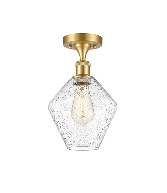 Ballston One Light Semi-Flush Mount in Satin Gold (405|516-1C-SG-G654-8)