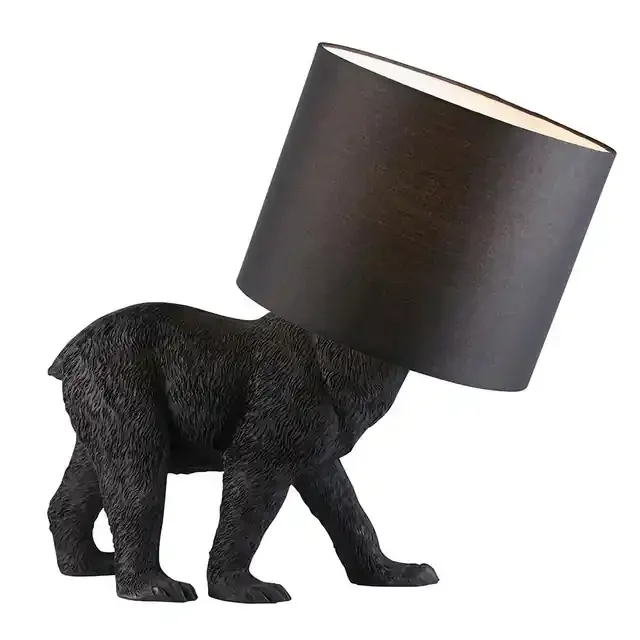 Barack Bear Matt Black with Black Shade Table Lamp