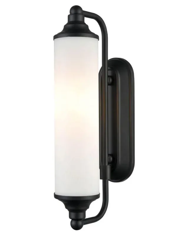 Barber Matt Black with Matt Opal Diffuser IP44 Bathroom Wall Light