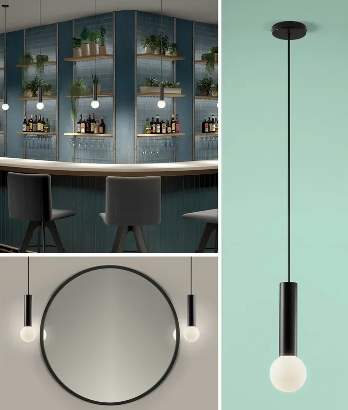 Bare Lamp Style Fixture Safe For Bathrooms – Chrome or Black