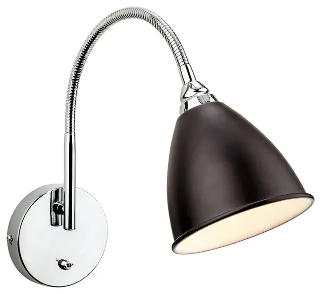 Bari Chrome with Black Adjustable Wall Light