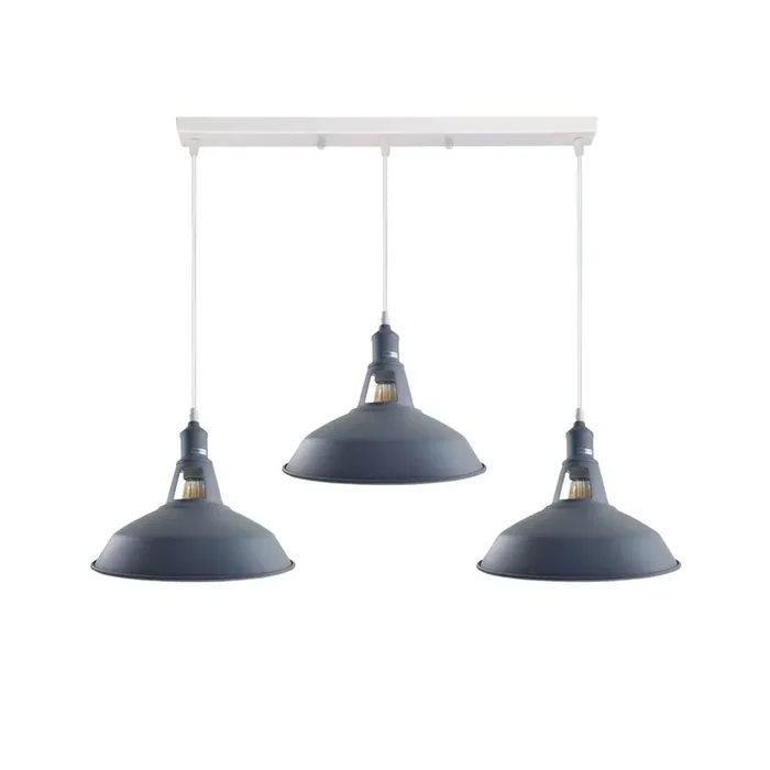 Barn Industrial Style 3 Light Pendant in 8 Colours