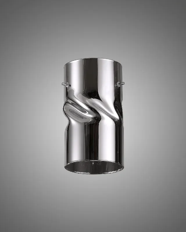 Baron Tall Twisted Cylinder Glass Shade With Polished Chrome 3 Rod Suspension Plate