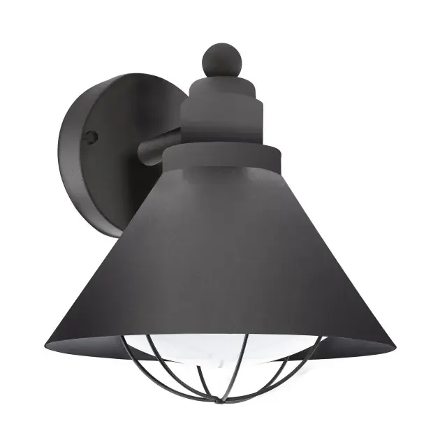 Barrosela Black with Opal IP44 Wall Light