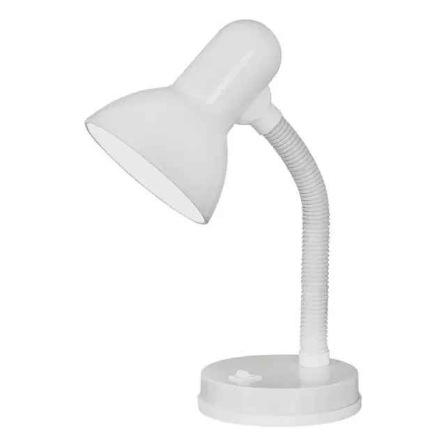 Basic White Plastic and Steel Table Lamp
