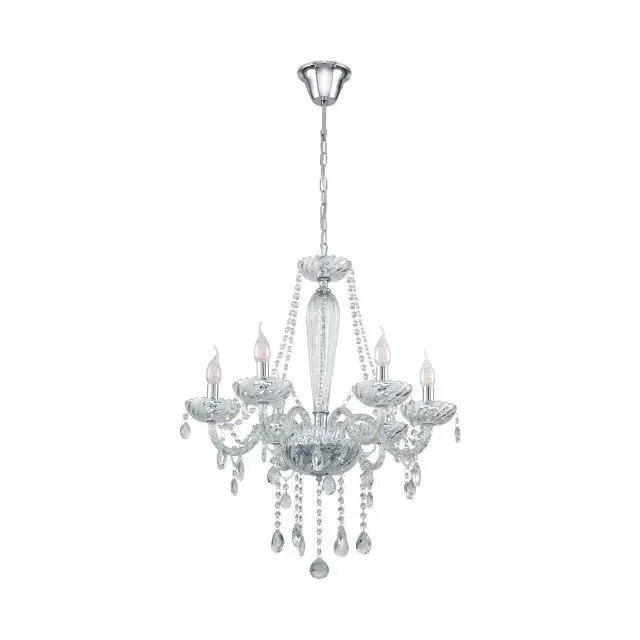 Basilano 1 6 Light Chrome with Clear Glass Chandelier