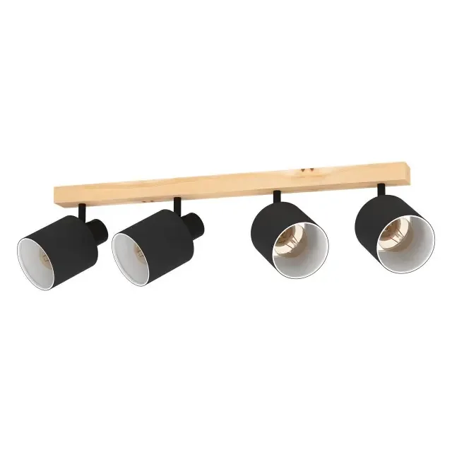 Batallas 4 Light Wood Effect with Black Adjustable Spotlight