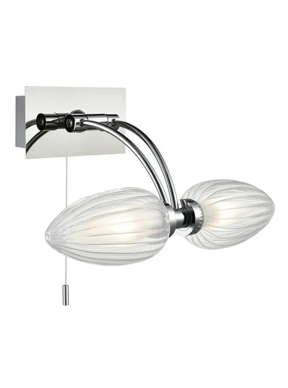 Bathroom 2 Light Chrome with Opal Diffusers Adjustable IP44 Bathroom Wall Light