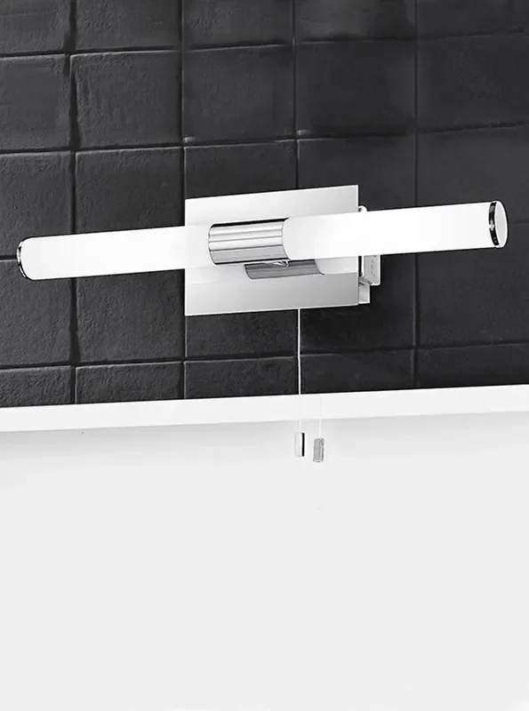 Bathroom 2 Light Chrome with Satin Opal Diffuser IP44 Bathroom Wall Light