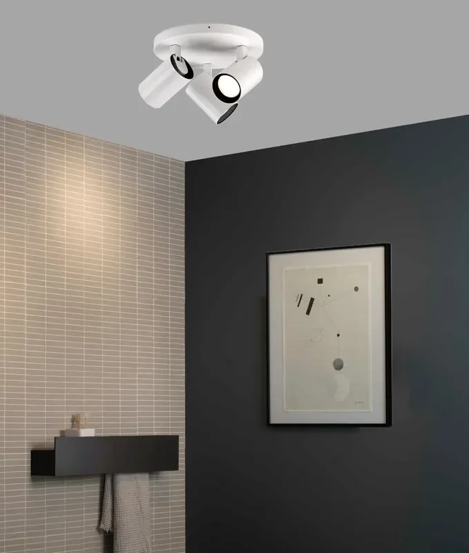 Bathroom Safe Round Ceiling Light with 3 Adjustable Spotlights