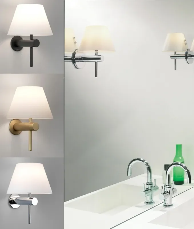 Bathroom Safe Wall Light & Glass Coolie Shade – 3 Options