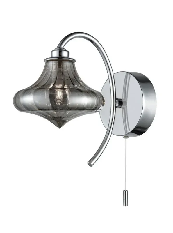 Bathroom Satin Nickel with Smoked Diffuser IP44 Bathroom Wall Light