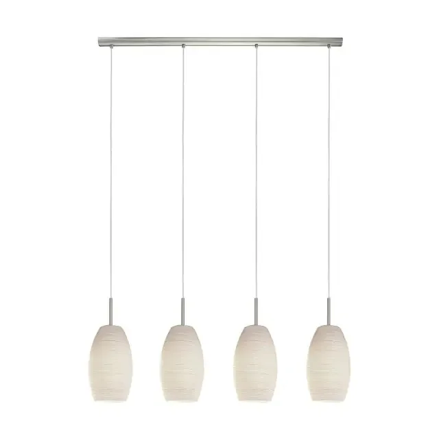 Batista 3 4 Light Satin Nickel White with Glass Wiping Technique Bar Pendant Light