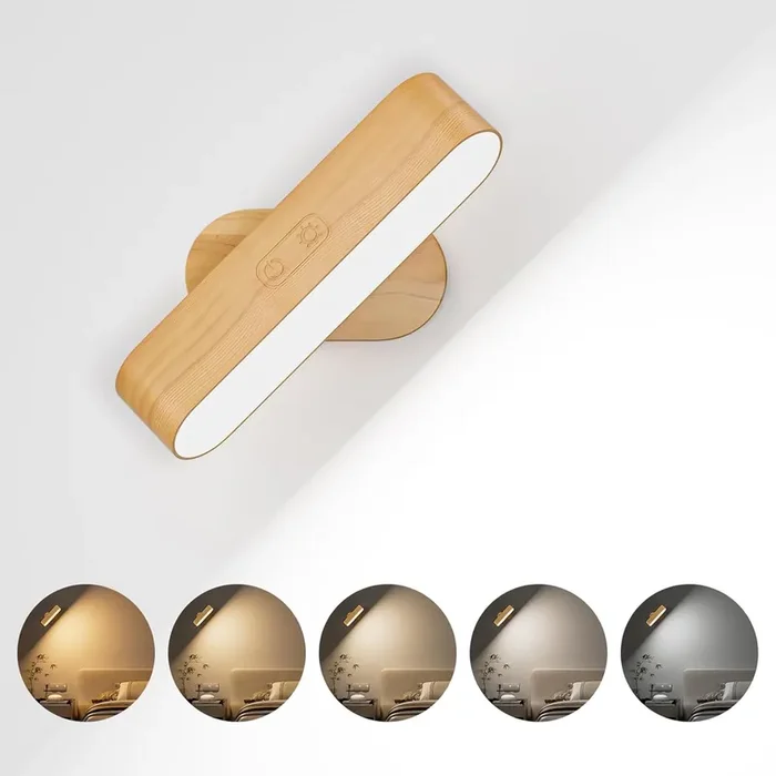 Battery Operated Wall Sconce – LED Rechargeable Wireless Wall Lamp with 5 Colour Modes, Stepless Dimming, 360° Magnetic Mount