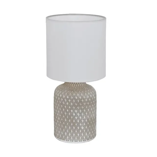 Bellariva Light Grey Ceramic with White Fabric Shade Table Lamp
