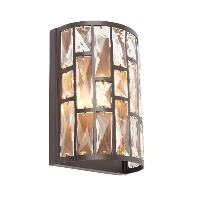 Belle Dark Bronze with Faceted Glass Wall Light