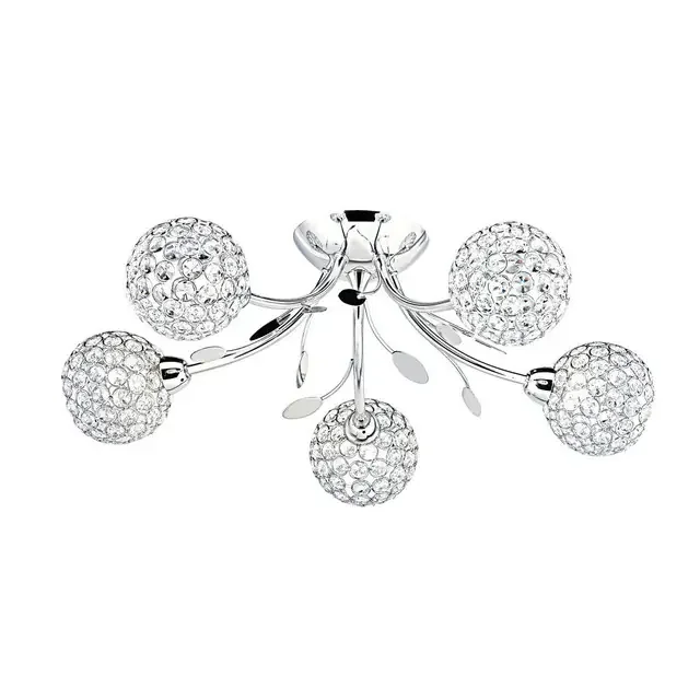 Bellis Ii 5 Light Chrome and Clear Glass Semi-Flush Ceiling Light