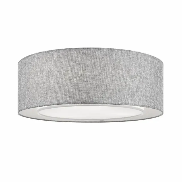 Bergamo 3 Light Grey Fabric Flush Ceiling Light