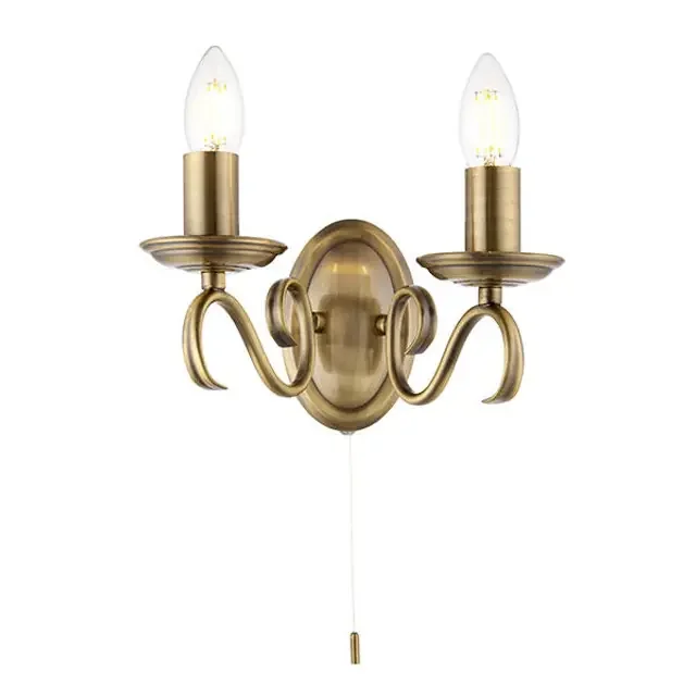 Bernice 2 Light Antique Brass Wall Light
