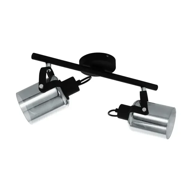 Berregas 2 Light Black with Vaporized Glass Shade Bar Spotlight