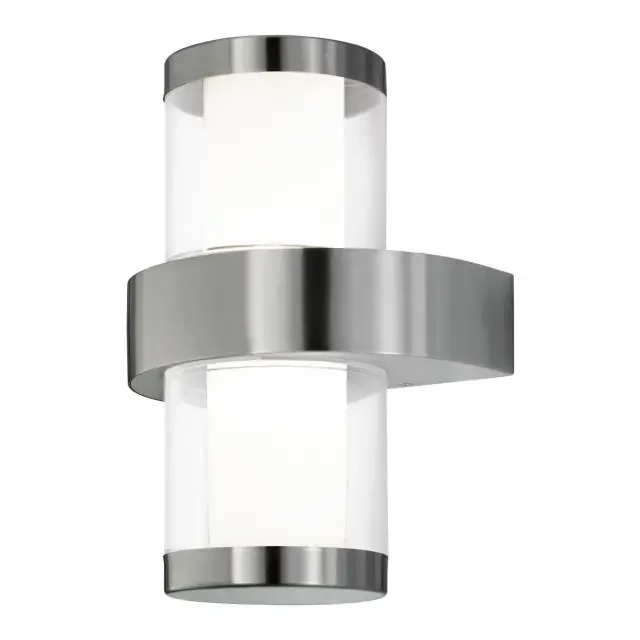 Beveryly Stainless Steel with Clear and Opal IP44 LED Wall Light