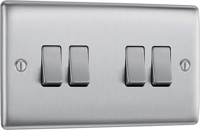 BG Nexus Metal Quadruple Wall Light Switch