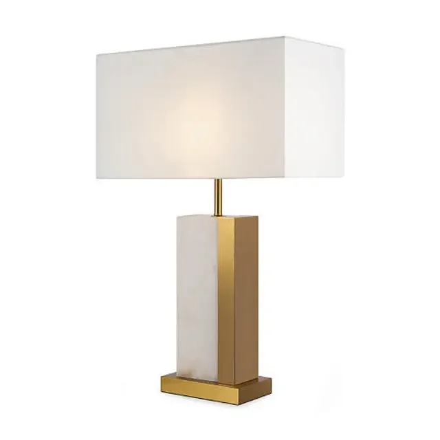 Bianco Brass with White Shade Square Table Lamp