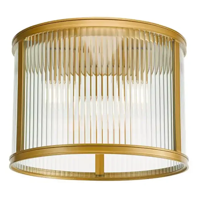 Bianka 3 Light Bronze with Ribbed Glass Diffuser Flush Ceiling Light