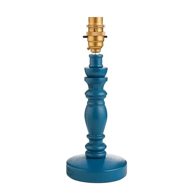 Bibury Marlin Blue Wood and Brass Base Only Table Lamp