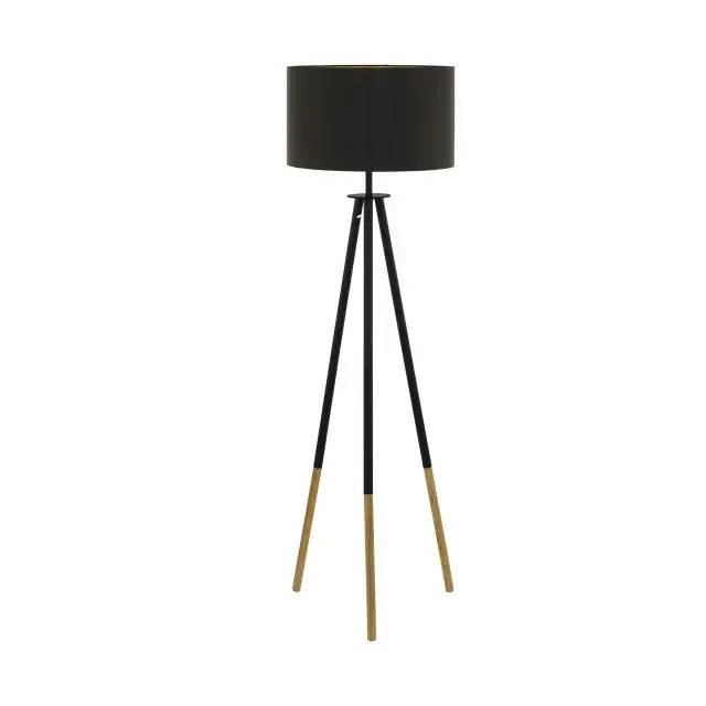 Bidford Cappuccino and Gold Fabric Shade Floor Lamp