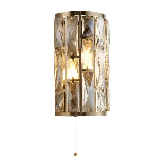 Bijou 2 Light Antique Brass with Champagne Glass Wall Light