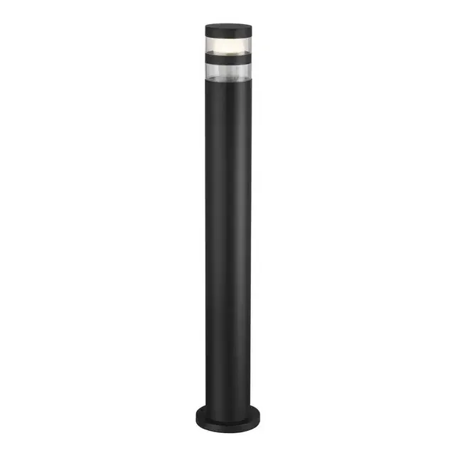 Birk Black With Clear Glass IP44 Bollard