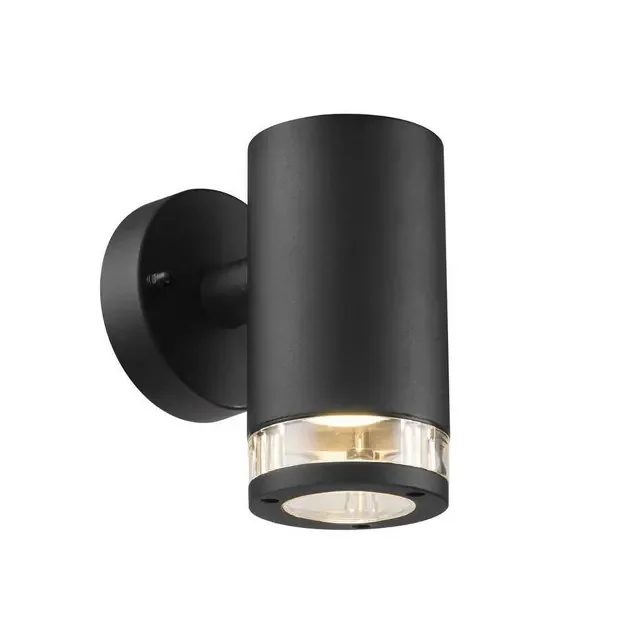 Birk Black With Clear Glass IP44 Wall Light