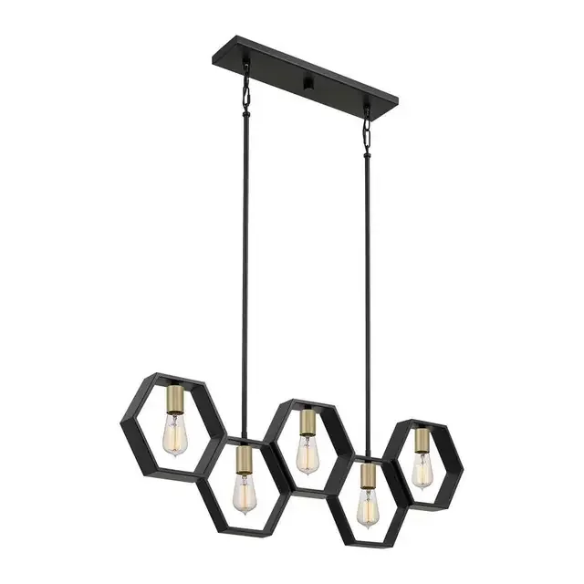 Bismarck 5 Light Earth Black Bar Pendant Light