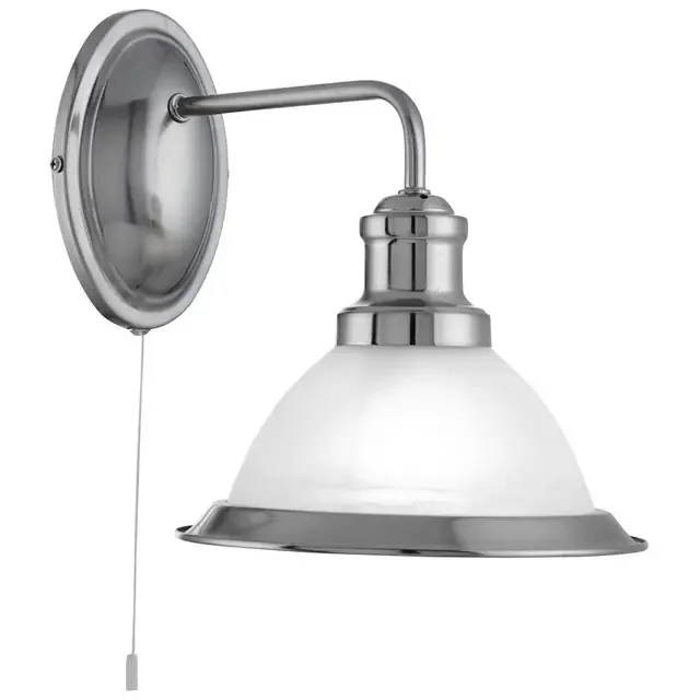 Bistro 1 Light Satin Silver with Marble Glass Wall Light