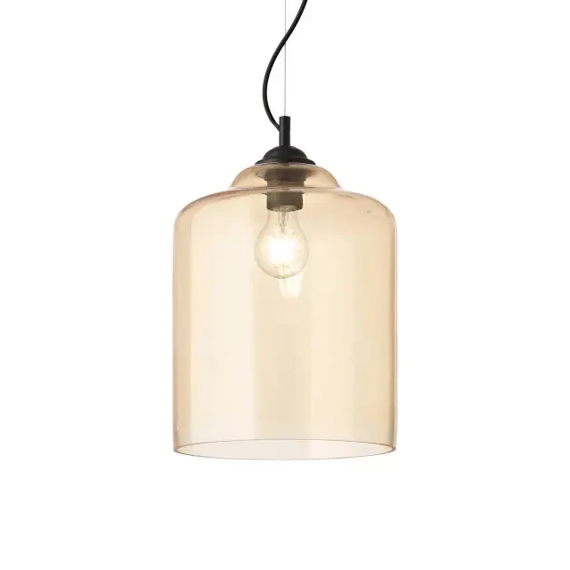 Bistro‘ SP1 Black with Amber Glass Square Pendant Light